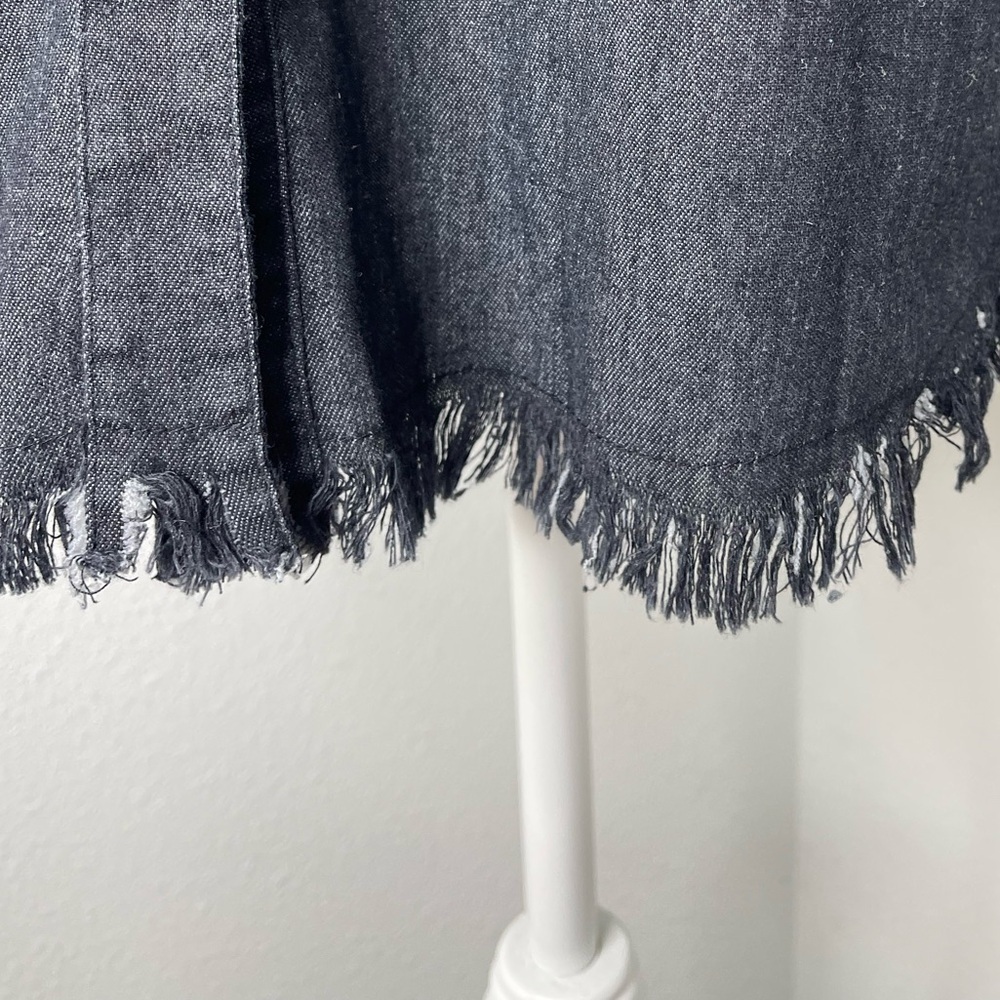 NWT Francis Cabrel Gray Denim Long Sleeve Frayed Hem Button Front Dress Size Sm - Picture 9 of 13
